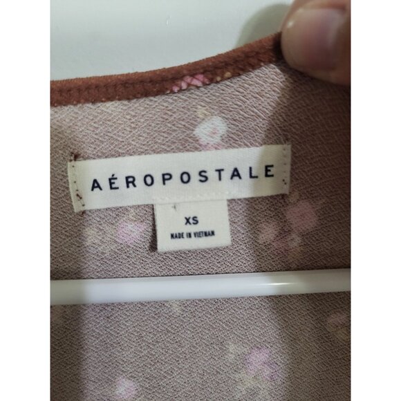 Aeropostale Floral V Neck Babydoll Dress Rust Tiered Country Festival y2k style - Picture 5 of 8